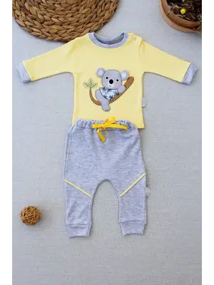 Omarı Yavru Koala Nakışlı Uzun Kollu Bebek Sweat Takımı
