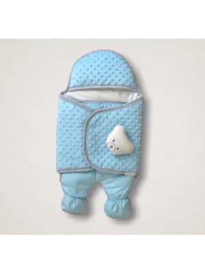 Omarı Yenidoğan Ayaklı Kundak Battaniyesi Mavi