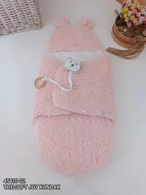 Omarı Yenidoğan Bebek Battaniyesi Açılır Kucaklı Şapkalı ve Cırt Kapamalı