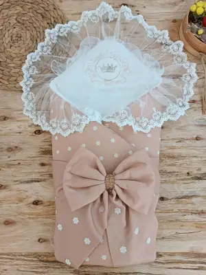 Omarı Yenidoğan Bebek Battaniyesi Kahverengi Desenli