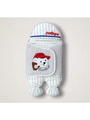 Omarı Yenidoğan Beyzbolcu Nakışlı Kundak Ekru