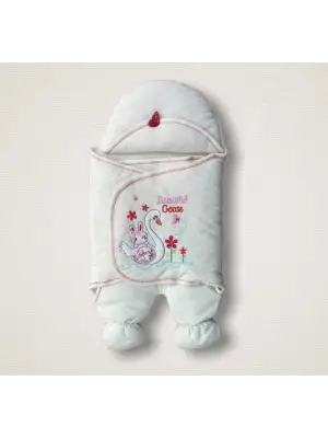 Omarı Yenidoğan Çiçekli Ördek Nakışlı Bebek Battaniyesi