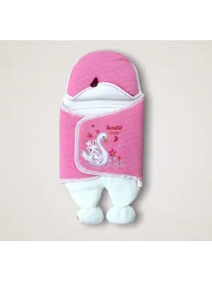 Omarı Yenidoğan Kız Bebek Ayaklı Kundak Battaniyesi
