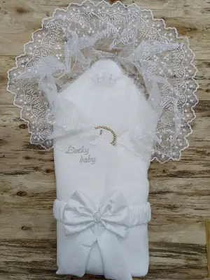 Omarı Yenidoğan Kumru Kundak Bebek Battaniyesi - Ekru