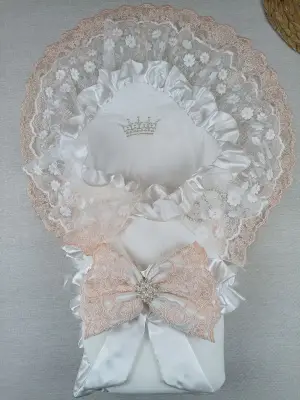 Omarı Yenidoğan Lüks Kundak Bebek Battaniyesi Ekru