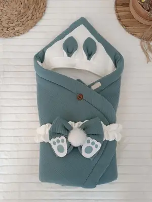 Omarı Yenidoğan Müslin Kumaş Bebek Battaniyesi Kahverengi