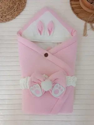 Omarı Yenidoğan Müslin Kumaş Bebek Battaniyesi Pembe