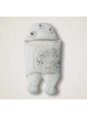 Omarı Yenidoğan Tavuskuşu Nakışlı Lüks Bebek Kundak - Ekru