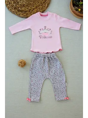 Omarı Yıldız Nakışlı Erkek Bebek Takımı - Pembe
