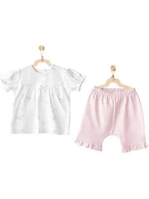 Omarı Yumuşak Ayıcıklı 2li Bebek Takım Pembe