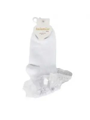 Omarı Yumuşak Dokulu Beyaz Soket Çorap