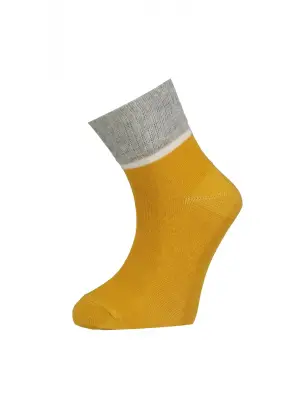 Omarı Yumuşak Kumaşlı Trend Çorap - Hardal