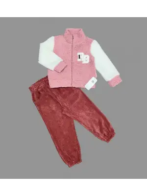 Omarı Yumuşak Kuzu Kumaşlı Çocuk 2li Takım - Gül Kurusu