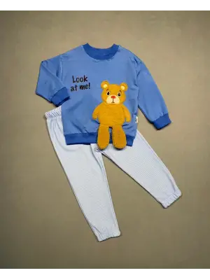 Omarı Yumuşak Likra Kumaşlı Sallanan Ayak Desenli Çocuk Takımı