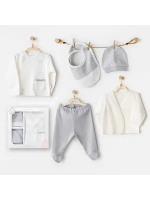 Omarı Yumuşak Pamuklu Bebek Seti Ekru