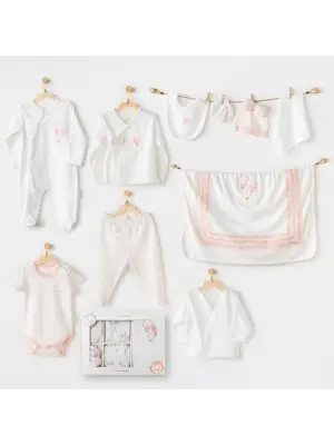 Omarı Yumuşak Pamuklu Yenidoğan Bebek Seti Ekru