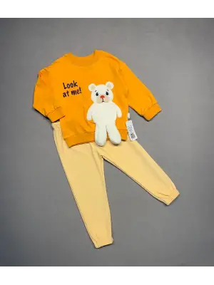 Omarı Yumuşak Penye Kumaşlı Sallanan Ayak Desenli Çocuk Takımı