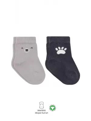 Omarı Yumuşak ve Rahat Penye Soket Çorap Seti - Gri