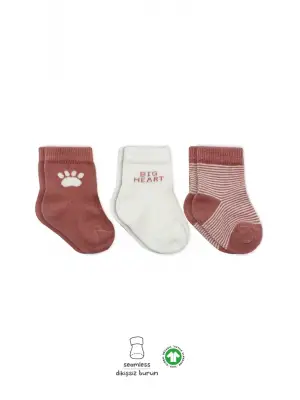 Omarı Yumuşak ve Şık 3lü Penye Çorap Seti Pudra Renkli