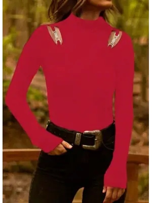 Omarı Şık Omuz Dekolte Detaylı Uzun Kollu Viskon Bluz