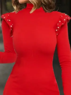 Omuz Inci Detay Kaşkorse Elbise