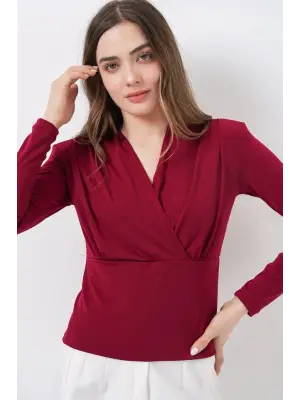 Sofistike Kruvaze Yaka Bluz