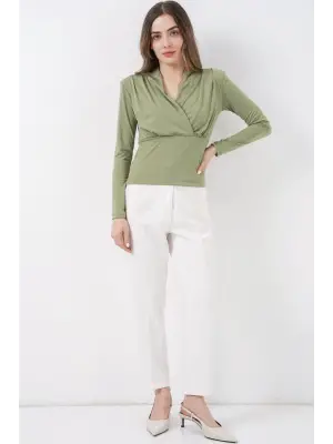 Zarif Kruvaze Yaka Bluz