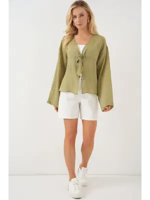 Önü Bağcıklı Bluz 952 - Çağla