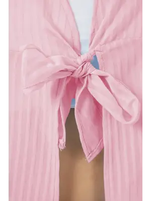 Önü Bağcıklı Bluz 952 - Pudra