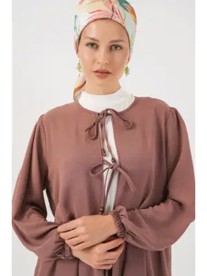 Önü Bağcıklı Tunik Pantolon İkili Takım 6744 - D.Gül Kurusu