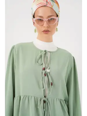 Önü Bağcıklı Tunik Pantolon İkili Takım 6744 - Mint