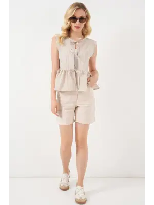 Önü Bağlamalı Bluz 961 - Bisküvi