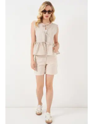 Önü Bağlamalı Bluz 961 - Bisküvi