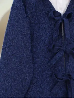 Önü Bağlamalı Kırçıllı Kaşe Ceket -Laci