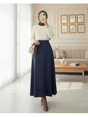 Önü Çapraz Çift Katlı   Etek  -Laci