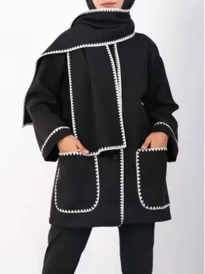 Siyah Atkılı Cepli Ceket Kadın Giyim