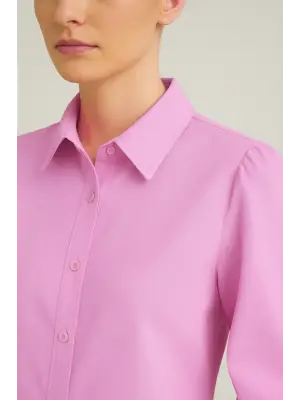 Omarı Elegan Pembe Düğmeli Klasik Gömlek