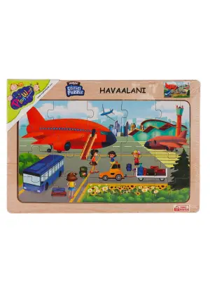 ONY-233-234-235-236 Ahşap Eğitici Puzzle Havaalanı -Onyıl Oyuncak