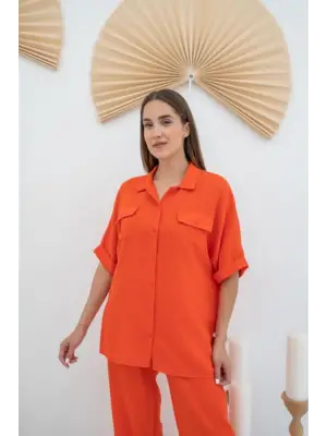 Oranj Gömlek Ve Pantolon Takım