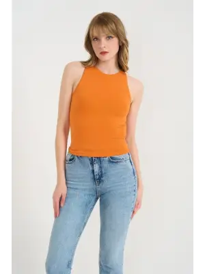 Örme Bisiklet Yaka Atlet - Oranj