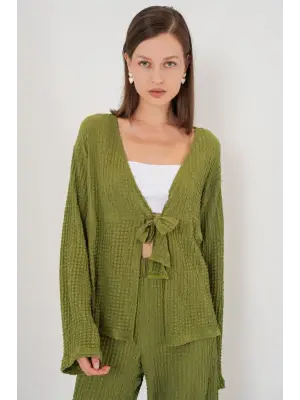 Örme Bluz Pantolon İkili Takım 30052 - E.Yeşil