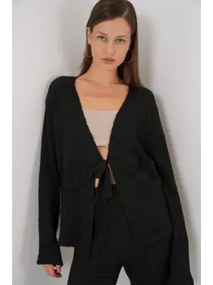 Örme Bluz Pantolon İkili Takım 30052 - Siyah