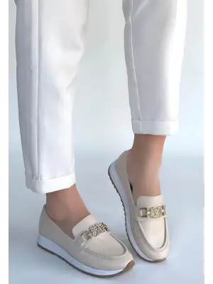 Bej Cilt Babet Ayakkabı Kadın Giyim