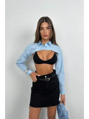 Oval Kesim Crop Gömlek