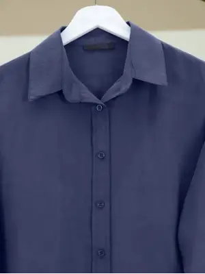 Oval Kesim Tensel Cupra Gömlek -Laci