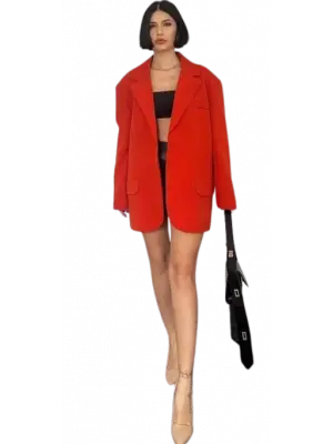 Kırmızı Oversize Ceket Kadın Giyim