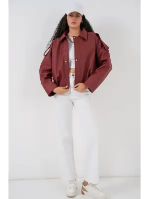 Oversize Deri Ceket 1055 - Kiremit