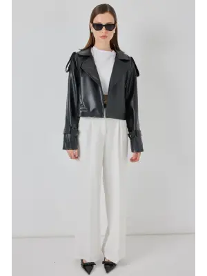 Oversize Deri Mont Ceket 1047 - Siyah