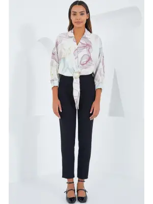 Oversize Dökümlü Crop Saten Gömlek 906 - Gül Kurusu