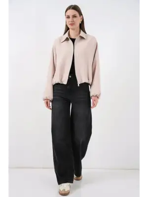 Modern Oversize Fermuarlı Ceket